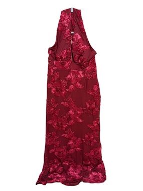 Women’s Backless Floral Lace Maxi Dress - Wine